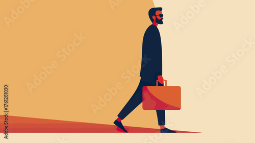 Business professional walking with briefcase vector illustration
