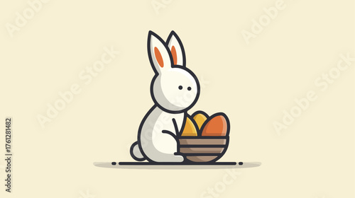 Cartoon bunny holding easter eggs illustration