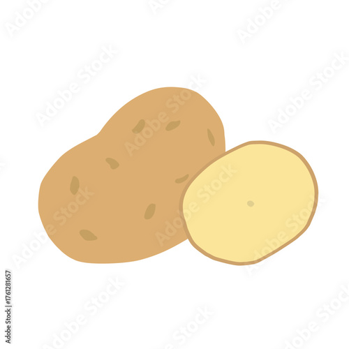 Potato in flat cute illustration for organic kitchen theme