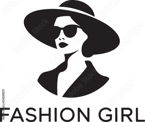 Chic silhouette of a fashion girl wearing a wide-brimmed hat and sunglasses ideal for transparent background use isolated on transparent background