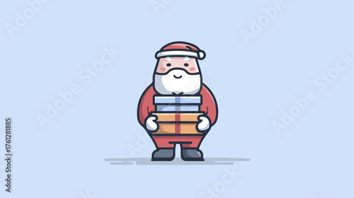 Cartoon santa claus carrying gifts illustration