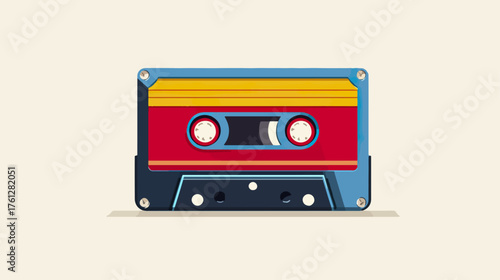 Cassette tape illustration retro music technology vector
