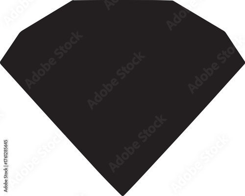 Geometric black diamond shape icon symbol representing value luxury gemstone purity wealth success abstract faceted jewel emblem isolated on transparent background