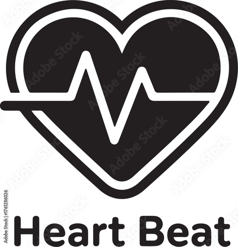 Black heart shape with ecg line symbolizing health medical care life and vitality digital graphic design icon isolated on transparent background
