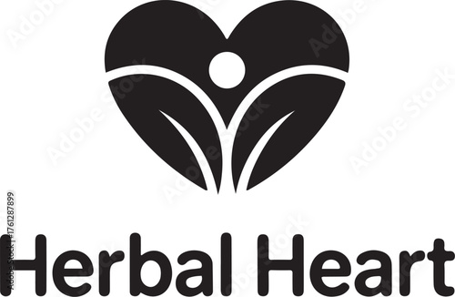 Symbolic heart shape with internal leaf design and human silhouette representing natural wellness and healthy lifestyle isolated on transparent background