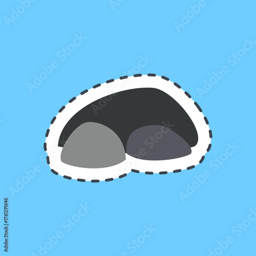 Cutting line sticker rock. Gold mining elements.