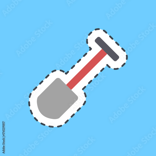 Cutting line sticker shovel. Gold mining elements.