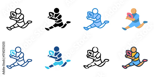 Youth rugby icon set multiple style collection 
