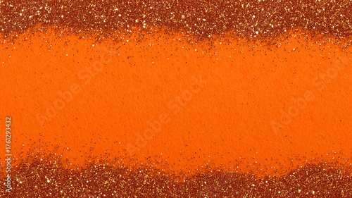Orange Glitter Sparkle Border on an Orange Felt Background