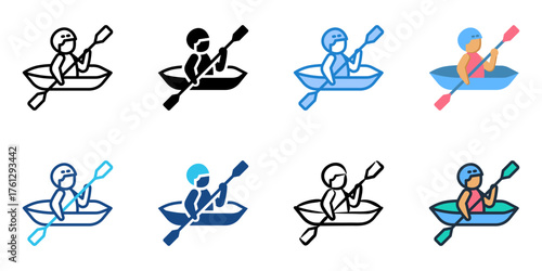 Junior rowing icon set multiple style collection 

