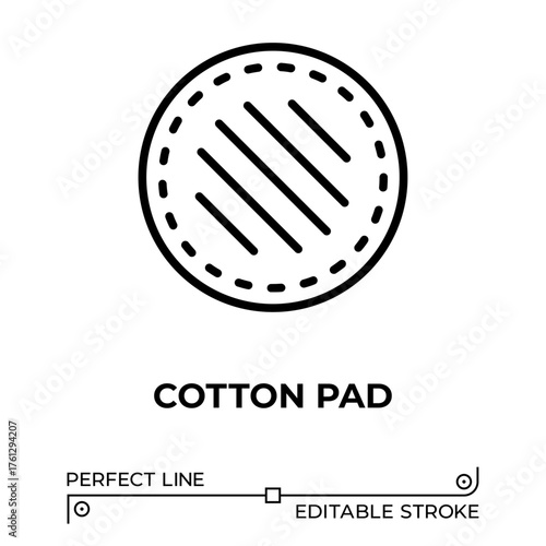 Vector line icon related to cotton pad. Perfect Line. Editable Stroke.