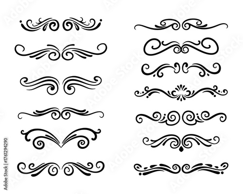 Elegant Vintage Flourish Divider Collection with Swirl Ornaments and Decorative Lines
