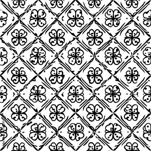 Black and white floral diamond pattern with a traditional vintage aesthetic design perfectly suited 100