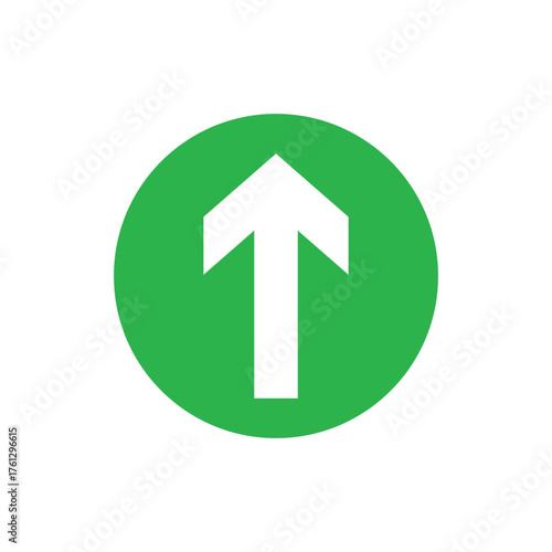 Green Circle Up Arrow Icon Symbolizing Upload, Direction, Growth, Moving Up, or Future Progress