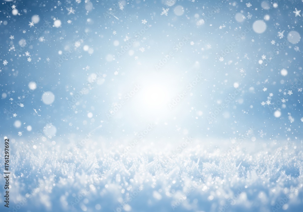 Fototapeta premium Winter wonderland scene with falling snowflakes and snow-covered ground