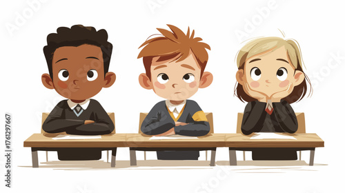 Students sitting at desks with blank paper