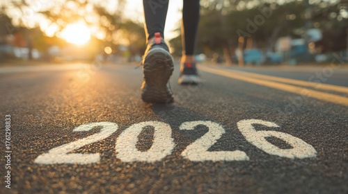 Wallpaper Mural Runner on the road with "2026" in front, vitality-filled atmosphere. Torontodigital.ca