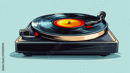 Vintage record player illustration graphic