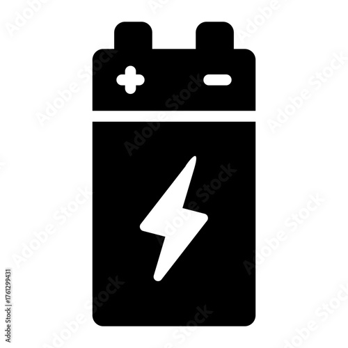 battery glyph icon for powering circuit with 9v supply