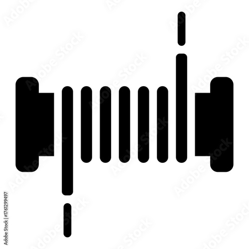 coil glyph icon for inductance in transformer and motor
