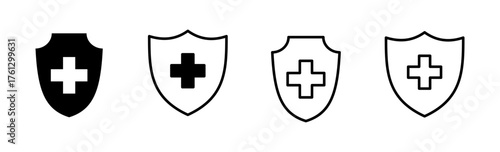 Health insurance icon set. Insurance health document icon