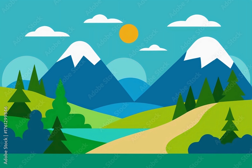 Obraz premium landscape with mountains and trees