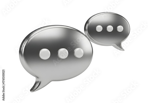 3d silver chat massage notification speech bubble isolated transparent background