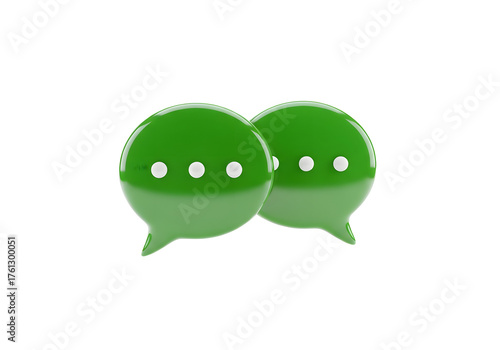 3d green chat massage notification speech bubble isolated transparent background