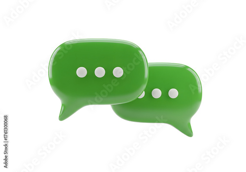 3d green chat massage notification speech bubble isolated transparent background
