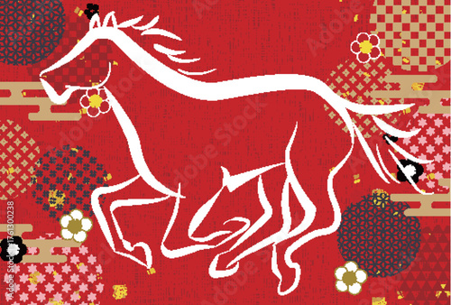 午　年賀状　干支　背景