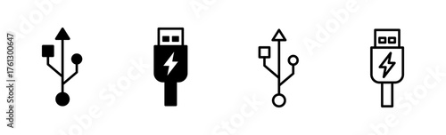 Usb icon set. Flash disk icon vector