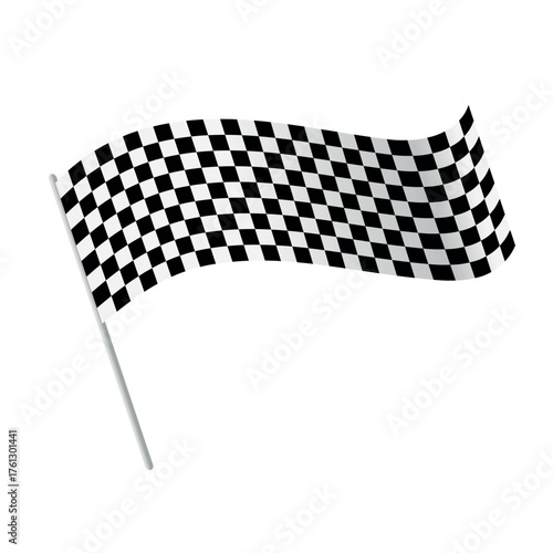 Checkered finish flag in isolation on white background for racing and motorsport themes