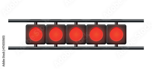 Vector illustration of racing traffic lights showing red signals for safe stopping and starting in a competitive environment