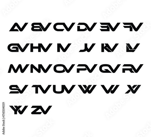 Sleek Modern Font – Set of Bold Sans Display Typeface Initial Logo for Branding