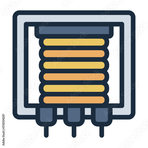 transformer filled line icon for converting voltage in circuit