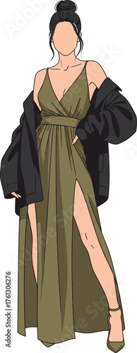 fashion model in black dress