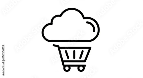 Cloud shopping cart icon, representing online retail, data storage, and ecommerce solutions for seamless transactions