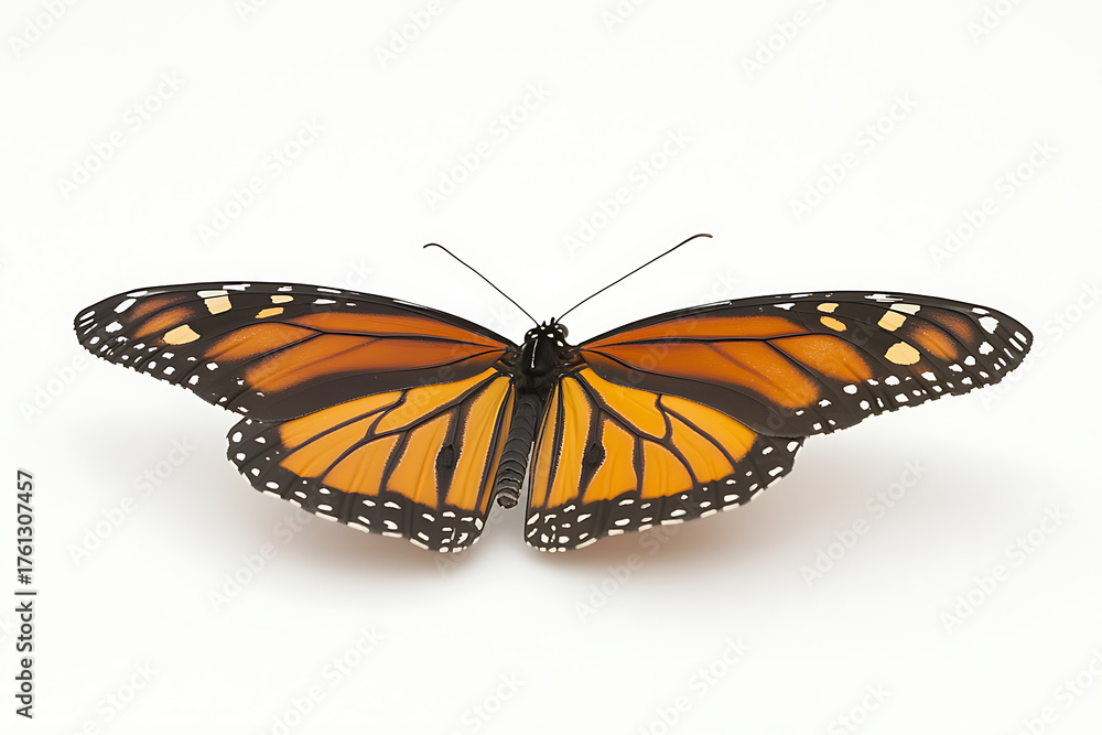 Fototapeta premium Monarch butterfly, beauty in nature, symbol of change, vibrant orange wings, nature's delicate creation, inspiring freedom, elegance, transformation
