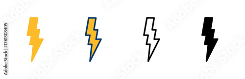Lightning icon vector isolated on white background. Bolt icon vector. Energy and thunder electric icon