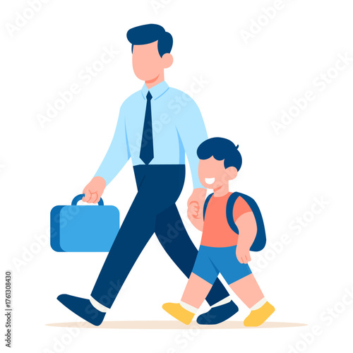 A father takes his child to school