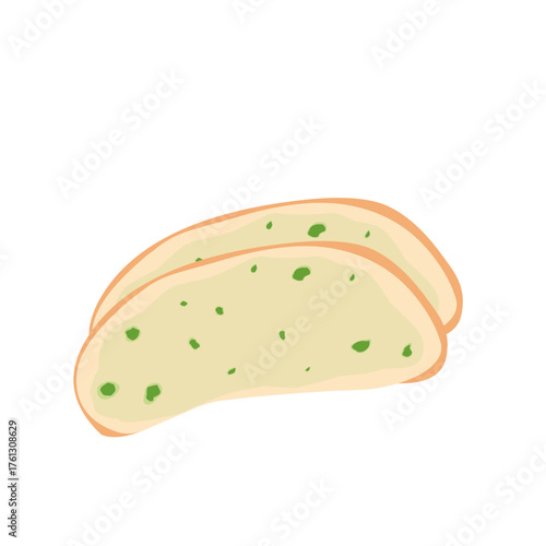 Illustration of moldy bread. Illustration of dry, spoiled bread. Illustration of unhealthy food. Illustration of bread