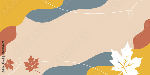 Abstract autumn background with maple leaves, free copyspace area design. Suitable for banners, posters, greeting cards.