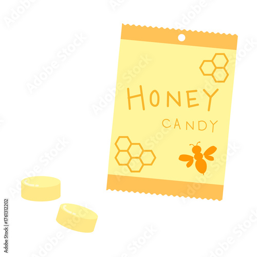 風邪予防にぴったりな蜂蜜飴のイラスト素材