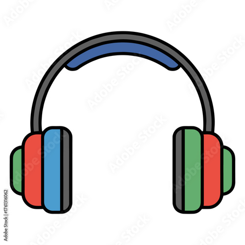 Colorful over ear headphones for music listening and audio enjoyment.