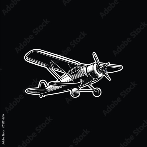 Classic airplane vector art illustration