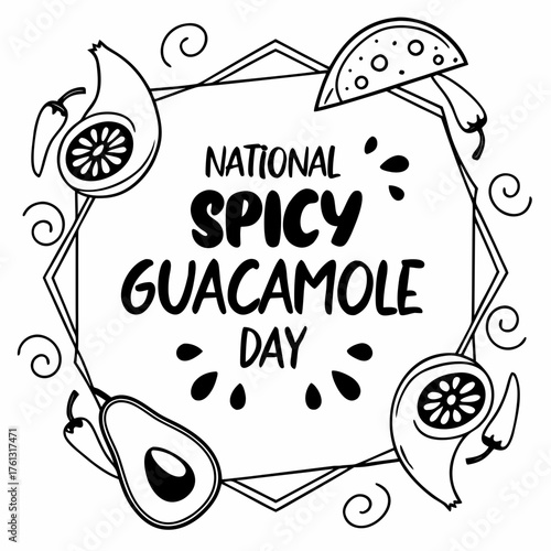 NATIONAL SPICY GUACAMOLE DAY vector illustration