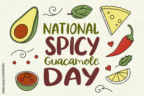Fotografie NATIONAL SPICY GUACAMOLE DAY vector illustration