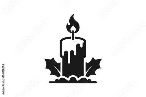 burning candle on a white background