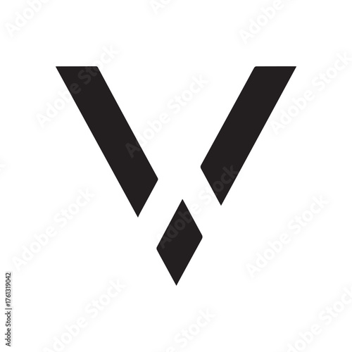 Minimal Black V Symbol Inspired by Structural Geometric Triangles
