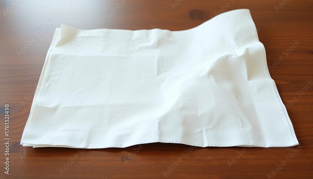 Naklejka premium Clean, crisp white paper napkin unfolded on a table, napkin, bright